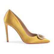 Dee Ocleppo Gul Satin Kristall Logo Pumps Yellow, Dam