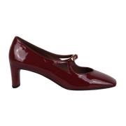 DEL Carlo Blank spänne pumps med skulpterad klack Red, Dam