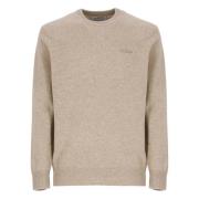 Saint Barth Beige Ull Crewneck Tröja Broderad Logotyp Beige, Herr