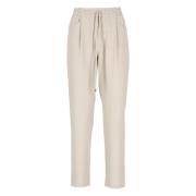 Antonelli Firenze Beige ullblandade byxor med dragsko Beige, Dam