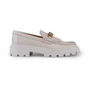 Tod's Vita läder slip-on fransskor White, Dam