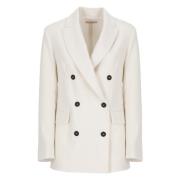 Antonelli Firenze Ivory Dubbelknäppt Blazer för Kvinnor Beige, Dam