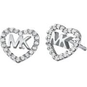 Michael Kors Silver Heart Logo Stud Earrings Gray, Herr