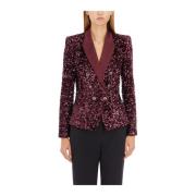 Elisabetta Franchi Broderad Paljettjacka Red, Dam