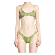 The Attico Grön Bandana Print Bikini Set Green, Dam