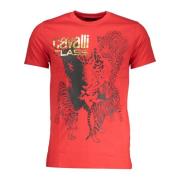 Cavalli Class Röd T-shirt med korta ärmar och logotyp Red, Herr