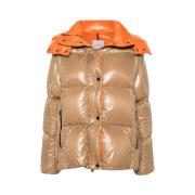 Moncler Beige Pufferjacka med Avtagbar Huva Beige, Dam