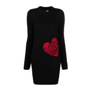 Love Moschino Avslappnad Svart Midi Klänning Black, Dam