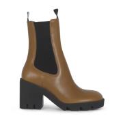 Burberry Premium Chelsea Boots i brunt läder Brown, Dam