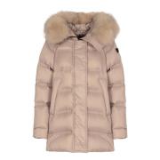 Peuterey Beige Dunjacka med Päls Huva Beige, Dam