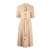 Salvatore Ferragamo Casual Beige Midi Klänning Beige, Dam