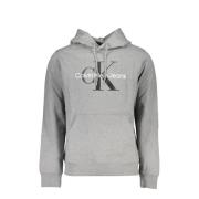 Calvin Klein Grå hoodie med central ficka och logotyptryck Gray, Herr