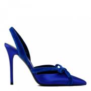 Tom Ford Blå Satin Velvet Bow Slingback Pump Blue, Dam