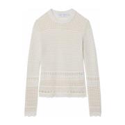 Proenza Schouler Vit Pointelle Casual Siden Bomull Blus White, Dam