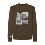 Pepe Jeans Fish&Chips Sweatshirt Brun Bomull Casual Brown, Herr