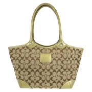 Coach Pre-owned Pre-owned Canvas handvskor Beige, Dam