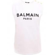 Balmain Ärmlös vit topp lyxmode White, Dam