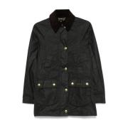 Barbour Grön Vaxad Jacka med Corduroykrage Green, Dam