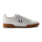 Fred Perry Läder Tennissneaker med Kontrast Häl och Kant White, Herr