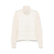 Moncler Vit Tricot Stickad Kofta White, Dam