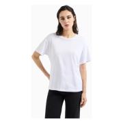 Emporio Armani Vit T-shirt med logotypsemblem White, Dam