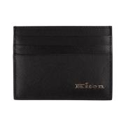 Kiton Svart Läder Kortfodral Plånbok Black, Herr