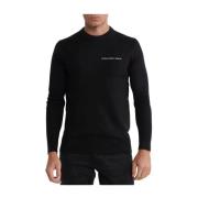 Calvin Klein Broderad logobomullströja - Svart Black, Herr