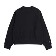 Champion Klassisk Svart Crewneck Sweatshirt Black, Dam