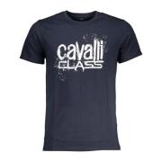 Cavalli Class Blå T-shirt med korta ärmar och logotyp Blue, Herr