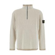 Stone Island Vit Stickad Tröja Costa Inglese White, Herr