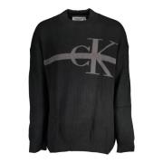 Calvin Klein Svart herrtröja med hög krage Black, Herr