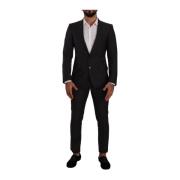 Dolce & Gabbana Elegant Svart Ull Martini Suit Black, Herr