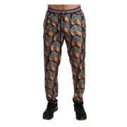 Dolce & Gabbana Silkejoggers med Levande Tryck Multicolor, Herr