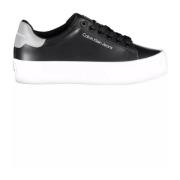 Calvin Klein Svart Polyester Sneaker med Kontrasterande Detaljer Black...