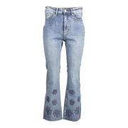 Desigual Blå Denim Jeans med Broderi Blue, Dam