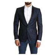 Dolce & Gabbana Blå Slim Fit Martini Blazer Kappa Blue, Herr