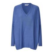 Masai Oversized V-Neck Top Federal Blue Blue, Dam