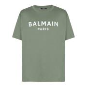 Balmain T-shirt med Paris-tryck Green, Herr