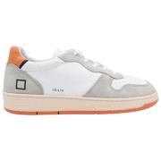 D.a.t.e. Vit Orange Läder Court Sneakers White, Herr