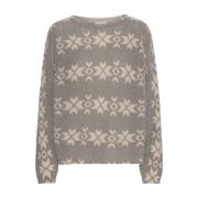 American Dreams Nordisk Pullover Grå Vit Print Gray, Dam