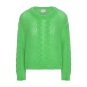 American Dreams Kabelstickad Pullover i Smaragdgrön Green, Dam