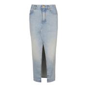 Balmain Denim midi kjol Blue, Dam