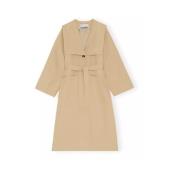 Ganni Stilfull Beige Trenchcoat med Broderad Logotyp Beige, Dam