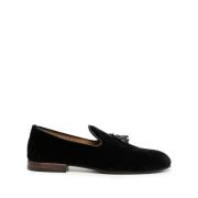 Tom Ford Svart Velvet Tassel Slip-On Skor Black, Herr