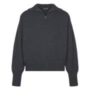 Auralee Mjuk Ull Stickad Half-Zip Tröja Black, Herr