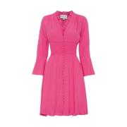 American Dreams Kort Rosa Smock Midja Klänning Pink, Dam