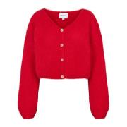 American Dreams Cropped Cardigan i Lipstick Red Red, Dam