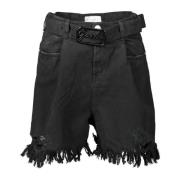 Gaëlle Paris Svarta Dam Fransade Shorts med Avtagbart Bälte Black, Dam