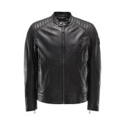 Belstaff Klassisk Svart V Racer Läderjacka Black, Herr