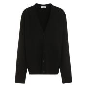 Jil Sander Ull Cardigan, Dropped Shoulder, Boxy Fit Black, Dam